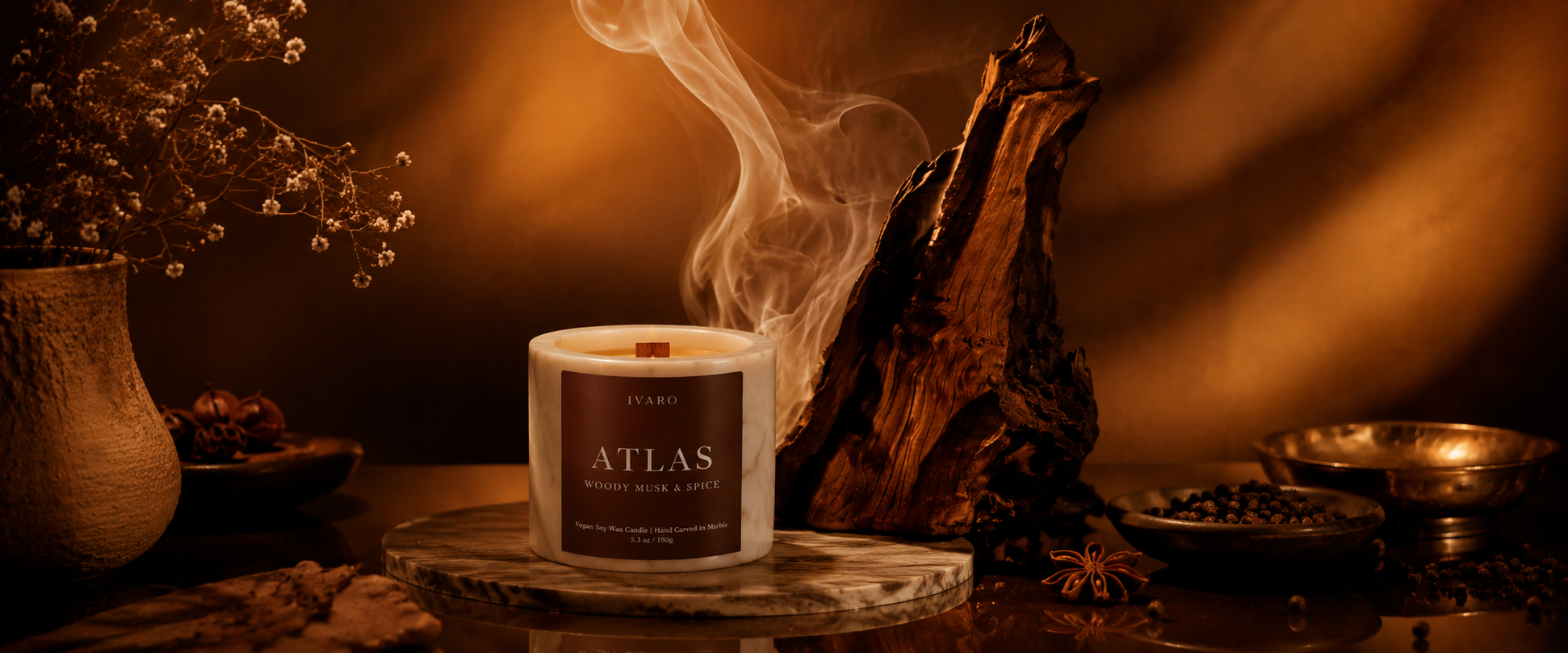 Wooden Wick Candles: Why They Create A Better Experience. luxury woody spicy musk candle vegan soy wax india