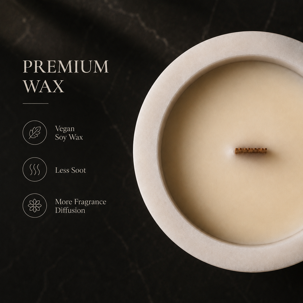 NOIRÉ Marble Candle – Cedarwood & Floral | Natural Marble Jar